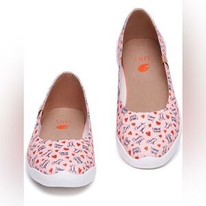 UIN Women's Ballet Flats Slip On Pointed Toe Casual Comfort Shoes (love Letter)